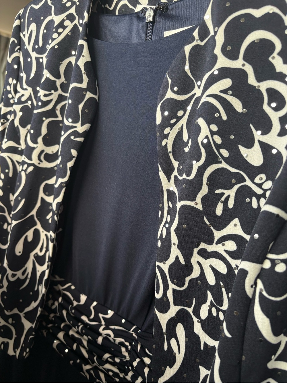 Christopher & Banks Navy and White Sleeveless Dress with Matching Jacket